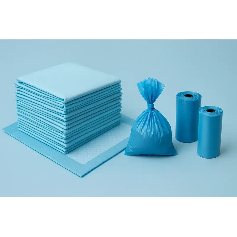30 Sabanillas Baño De Perro Sabanilla 60x90 + 10 Bolsas Caca Azul Sabanillas / Bolsas De Caca