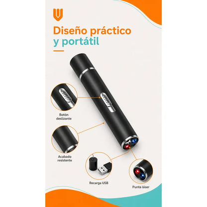 Laser Juguete Gato Interactivo Accesorios Puntero Mascotas Negro Pequeño