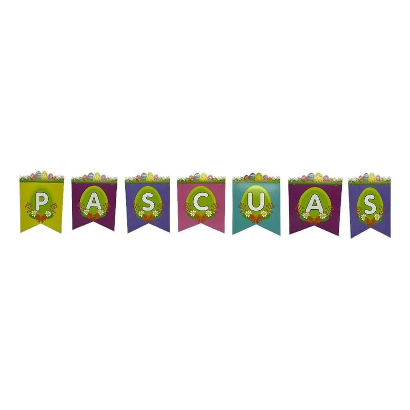 Banderin Feliz Pascuas Decoracion Pascuas Feliz Pascuas Multicolor Banderín Pascua