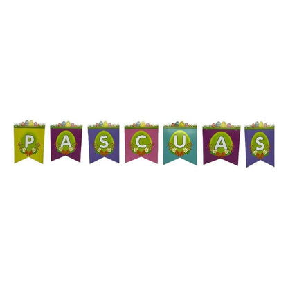 Banderin Feliz Pascuas Decoracion Pascuas Feliz Pascuas Multicolor Banderín Pascua