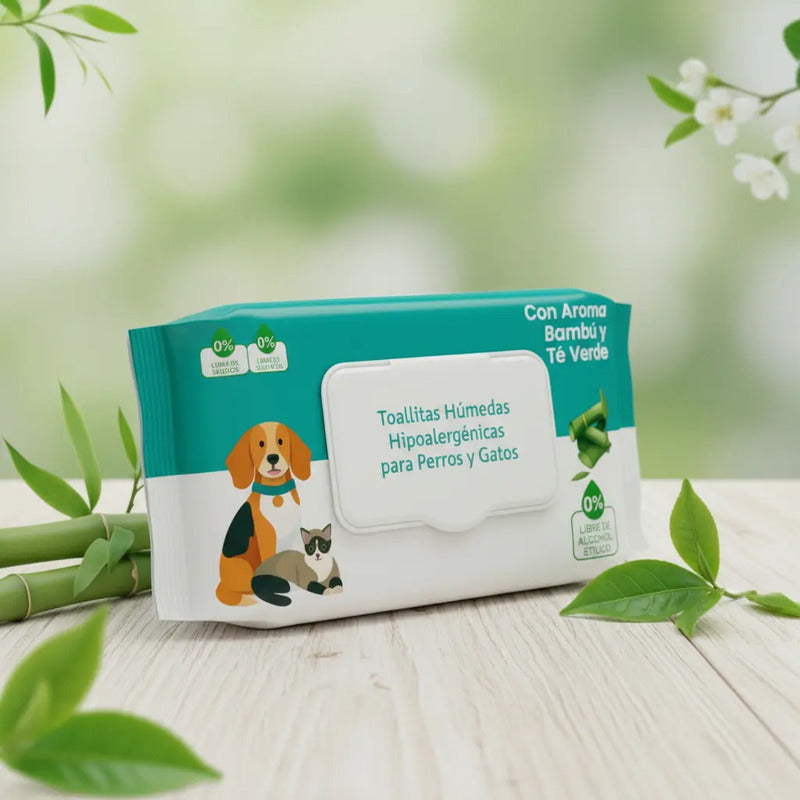 Toallas Humedas Bambu Limpieza Mascota Perro Gato 50und Bambu