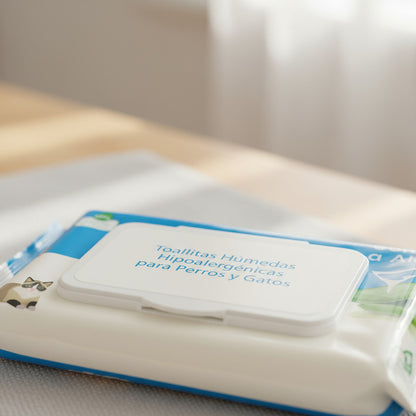 Toallas Humedas Aloe Vera  Mascota Limpieza Perro Gato 50und