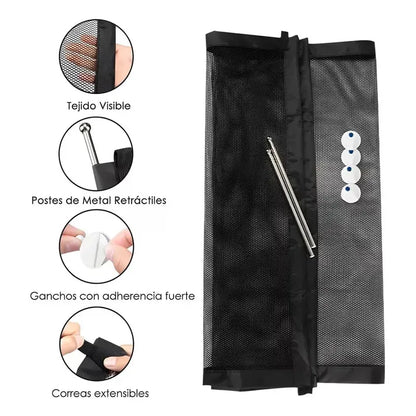 Puerta De Seguridad Plegable Magica Malla Para Mascotas Negro