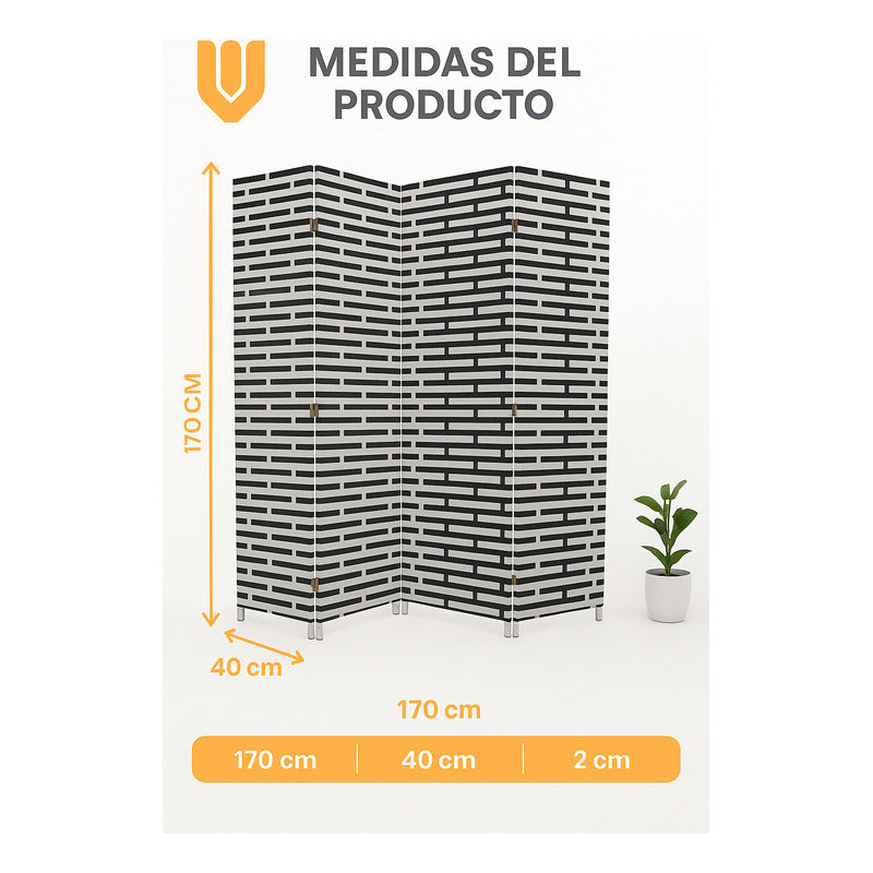 Divide Tu Espacio Con Biombo Vitrineoncl Ratán 4 Paneles 170