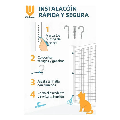 Malla Resistente Balcón Mascotas Nailon Transparente 4x3 Mts Blanco