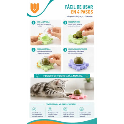 Bola Catnip Adhesiva Vitrineon Juguete Estimulante Gato Multicolor Tonos Mixtos Combinacion Llamativa Diseño Moderno Mascotas Visual Atractivo Facil Ubicar Uso Interior Exterior