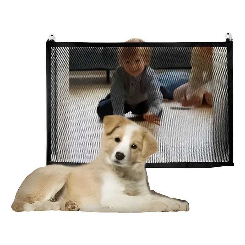 Puerta De Seguridad Plegable Magica Malla Para Mascotas Negro 619