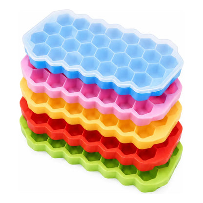 X2 Hielera Cubeta De Hielo Silicona Molde Para Hielo 37cav Hielera Cubetera Moldes Para Hielo Silicona Con Tapa Bandeja Cubitos Congelador Cocteles Whisky Bebidas Cocina Bar Hogar