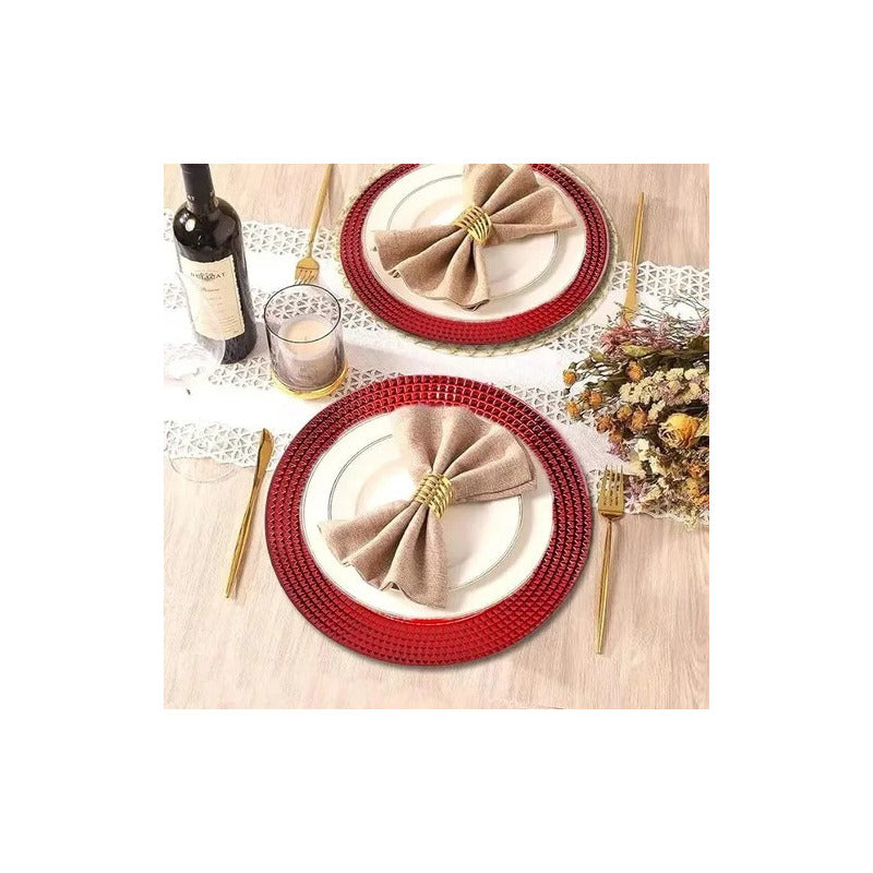 Plato Base Rojo Vajilla Navidad Juego De Platos Rojos 33cm
