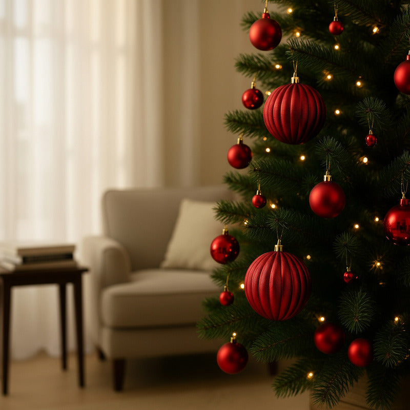 Set 28 Esferas Plástico 12 5 Cm Extra Brillo Navidad Premium