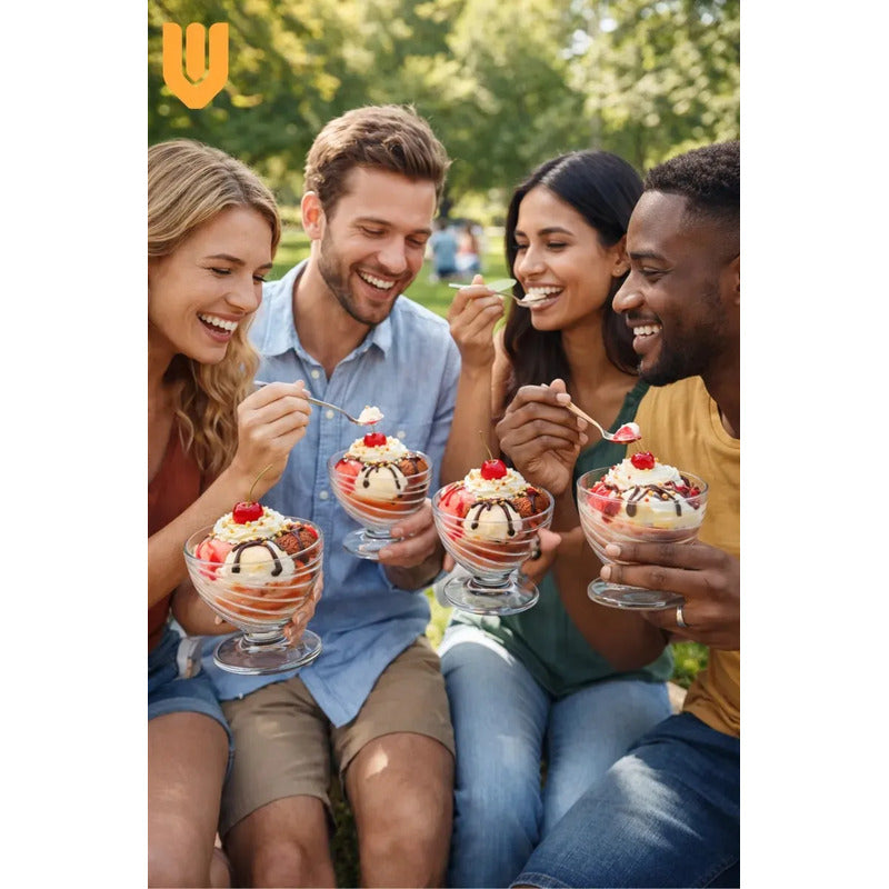 6 Vajilla Helados Restaurante Cafeteria Exhibicion Postres Incoloro Vidrio Claro Premium Estetica Moderna Reposteria Exhibicion Gastronomica