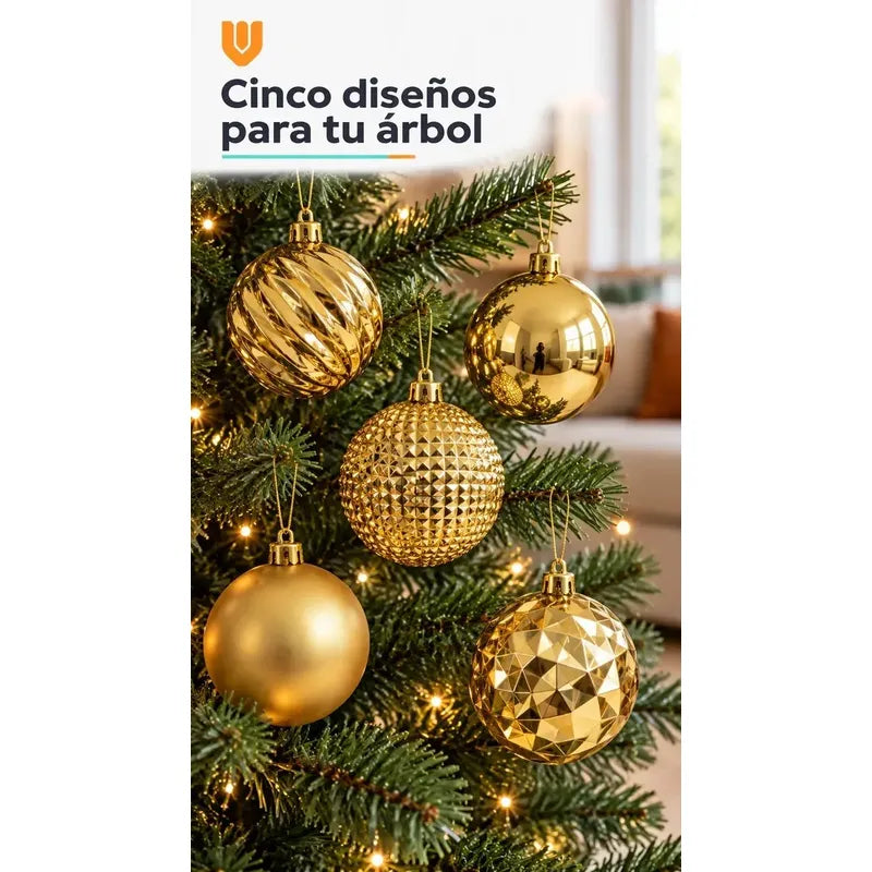 40 Esferas Navidad Adorno Bolas Decorativas Dorado 6cm Esferas Navideñas Clásicas Decorativas Acabados Brillantes Mate... 6 Cm Diámetro