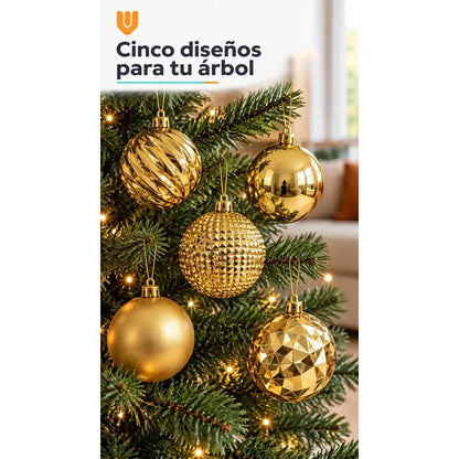 40 Esferas Navidad Adorno Bolas Decorativas Dorado 6cm Esferas Navideñas Clásicas Decorativas Acabados Brillantes Mate... 6 Cm Diámetro