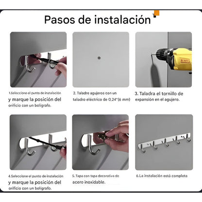 X2 Colgador Perchero Aluminio De Pared Para Toallas Ropa
