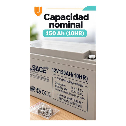 Bateria Gel 12v 150 Ah Ciclo Profundo Solar Repuesto Gris Batería Gel Solar Ciclo Profundo 12v 150ah Olsace Repuesto Recargable Respaldo Doméstico Energía Tornillos