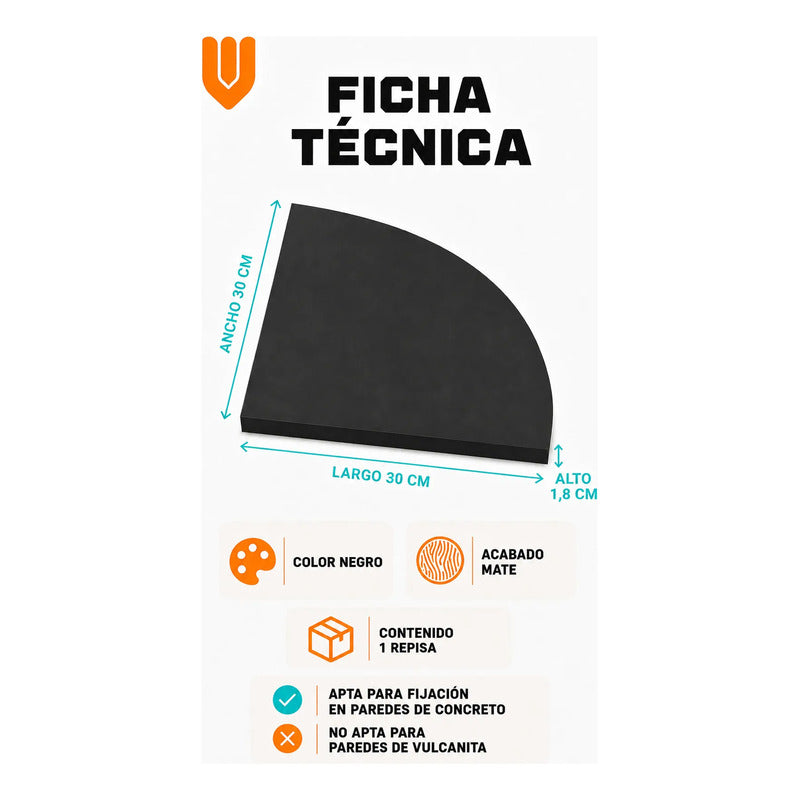 Repisas Flotante Negro Acabado Madera Pared 30cm Esquinera Repisa Esquinera Flotante Acabado Madera Cuarto Círculo Borde Curvo Fijación Oculta Mural Decorativa 30cm
