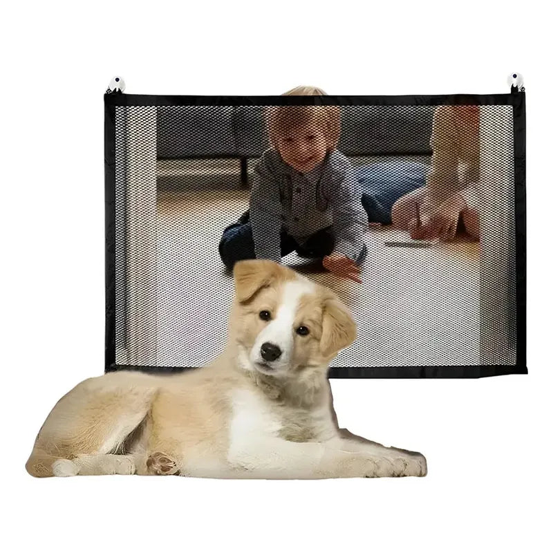 Pack X4 Puerta De Seguridad Plegable Magica Malla Mascotas  Negro Y Malla Transparente/blanca