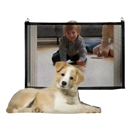 Pack X4 Puerta De Seguridad Plegable Magica Malla Mascotas  Negro Y Malla Transparente/blanca
