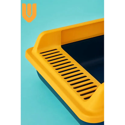 Caja Arena Felino Higienica Plastico Resistente Facil Limpia Amarillo/azul