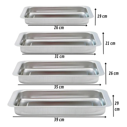Set X4 Bandeja Para Horno Bandeja Acero Inoxidable Multiuso Gris