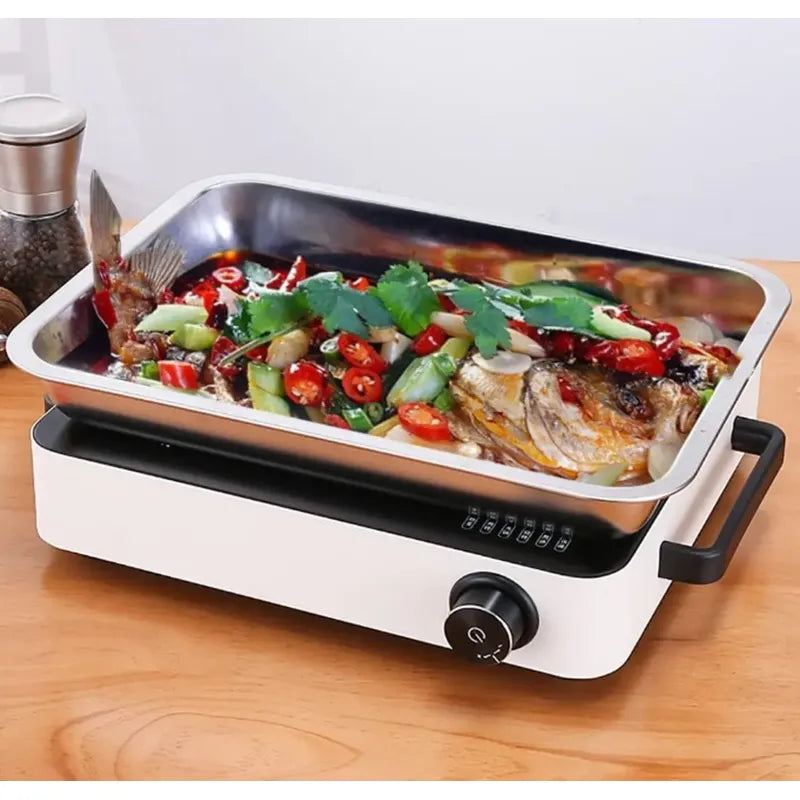 Bandeja Horno Acero Inoxidable Hornear Alimentos 40x30x2cm Color Plateado Plateado
