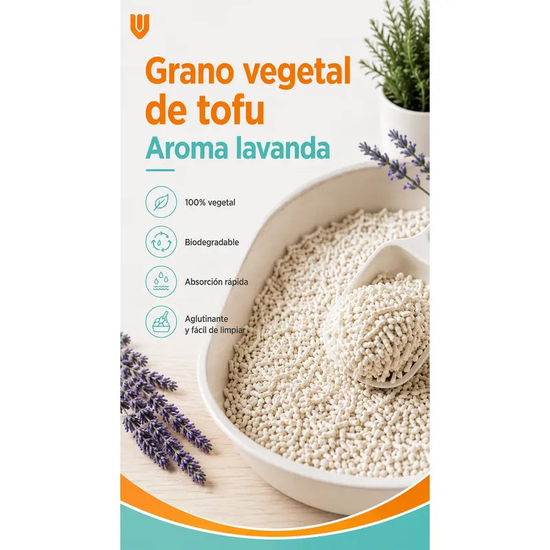 Arena Gatos Aglutinante Sanitaria Tofu Lavanda 2.6kg Clean Arena Sanitaria Tofu Lavanda 7 Litros Aglomerante Biodegradable Absorcion Control Olores 99 Porciento Libre Polvo Gatos - 2.6kg