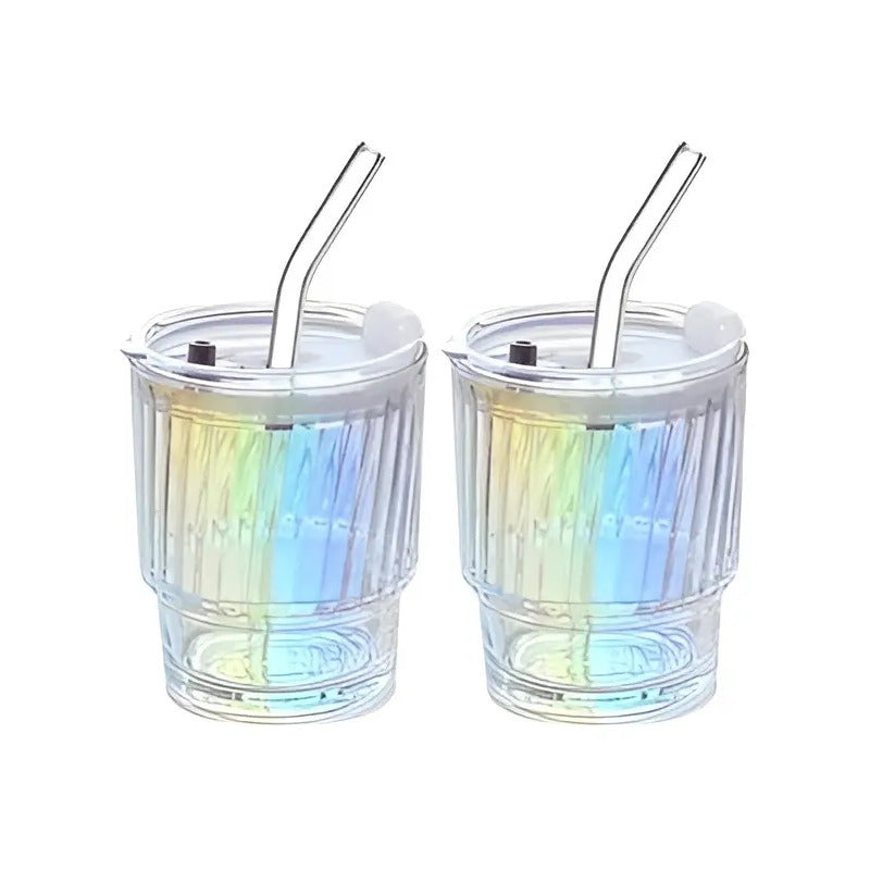 Pack X4 Vasos Con Bombilla Transparente Vaso De Vidrio Jugos