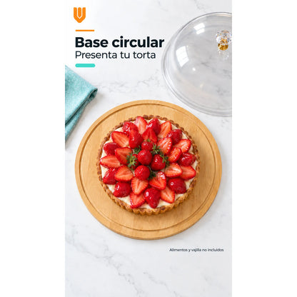 Base Torta Bambú Tapa Porta Cupcakes Soporte Transportador F Bambú